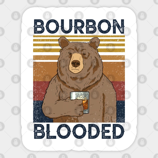 Bear Bourbon Blooded Sticker by Sunset beach lover